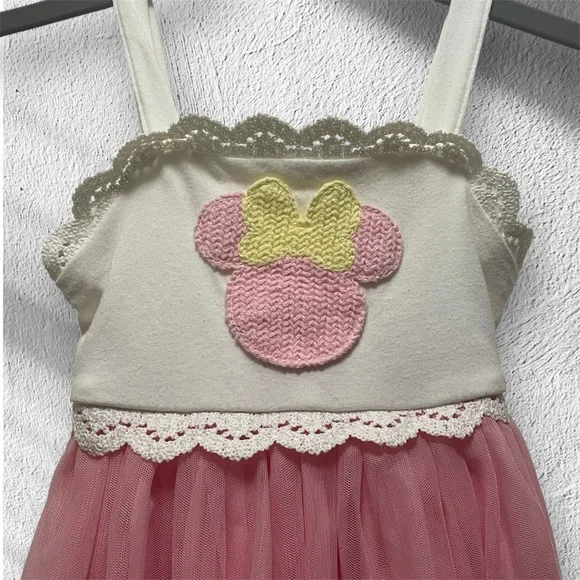 Disney Minnie Mouse Cream and Pink Sleeveless Spaghetti Strap Sundress - Picture 2 of 9